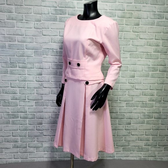 Mary Crafts Womens 8 Pink Top and Skirt Suit Set Barbiecore Retro Pinup JackieO - Picture 4 of 9